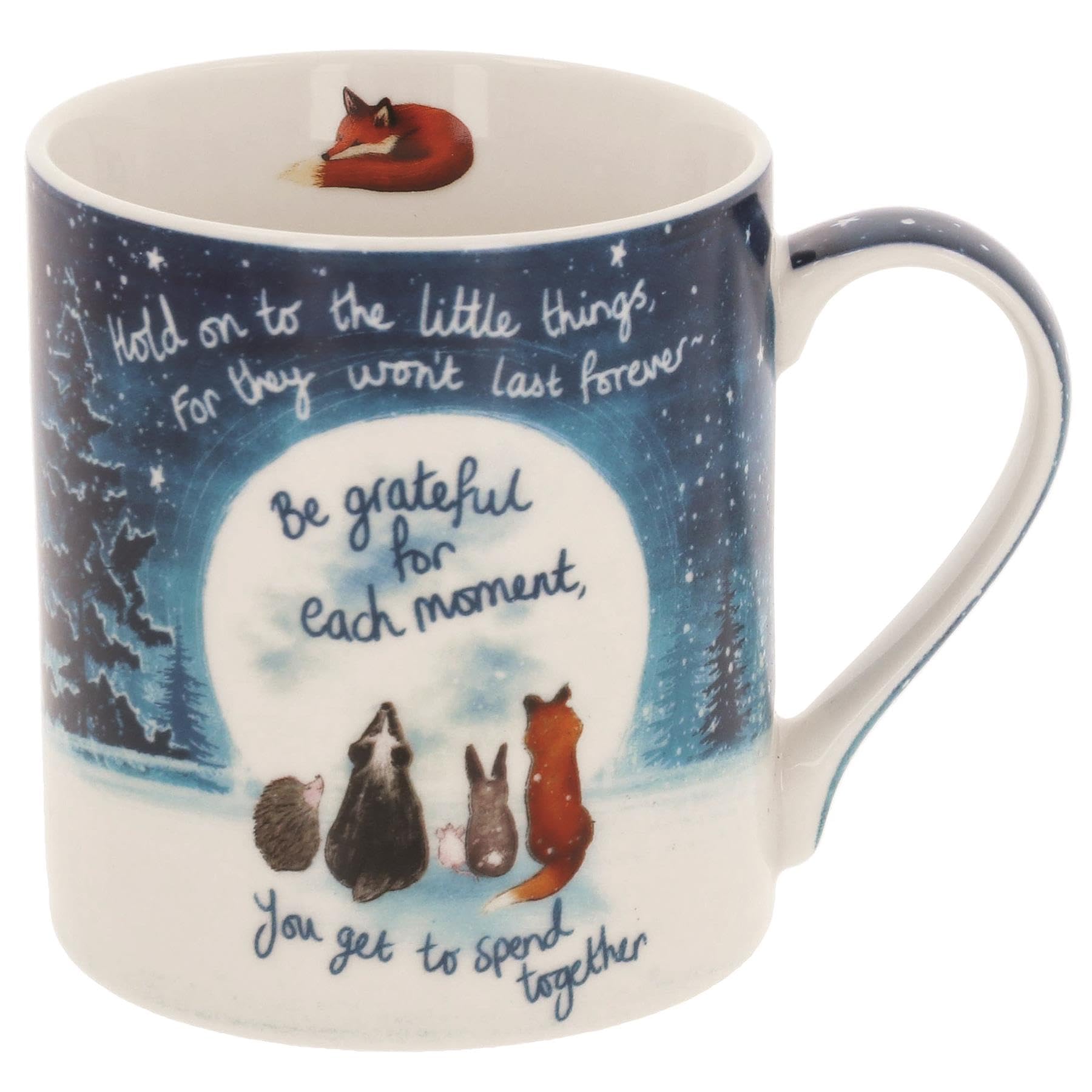 Fox Under The Moon Boxed Ceramic Coffee Mug, Grateful Sentimental Art Tea Mug
