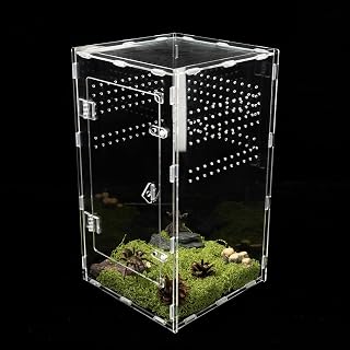 Acrylic Jumping Spider Enclosure, Transparent Reptile Terrarium Enclosure, Small Reptiles Habitat Tank Breeding Box for Tarantula Insect Snake Lizard (13.78 Large)
