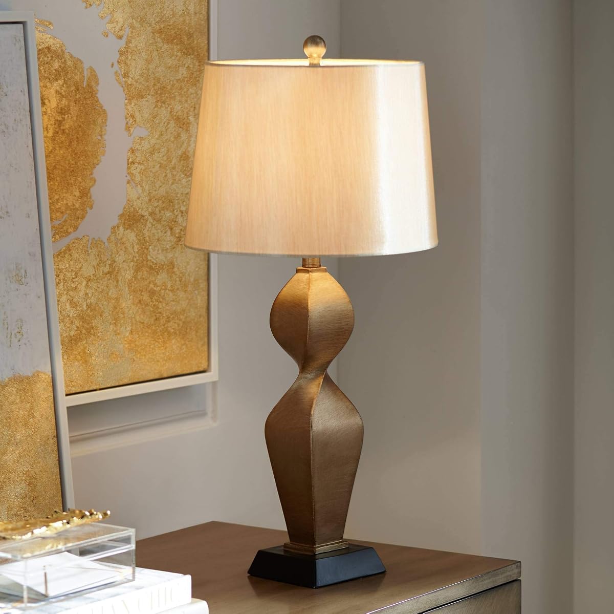 Possini Euro Design Helen Lámpara de mesa de 30 pulgadas, color dorado, moderna, grande, escultórica, escultura, sala de estar, dormitorio, mesita de noche, casa, oficina, lectura, cocina, entrada, consola, extremo familiar
