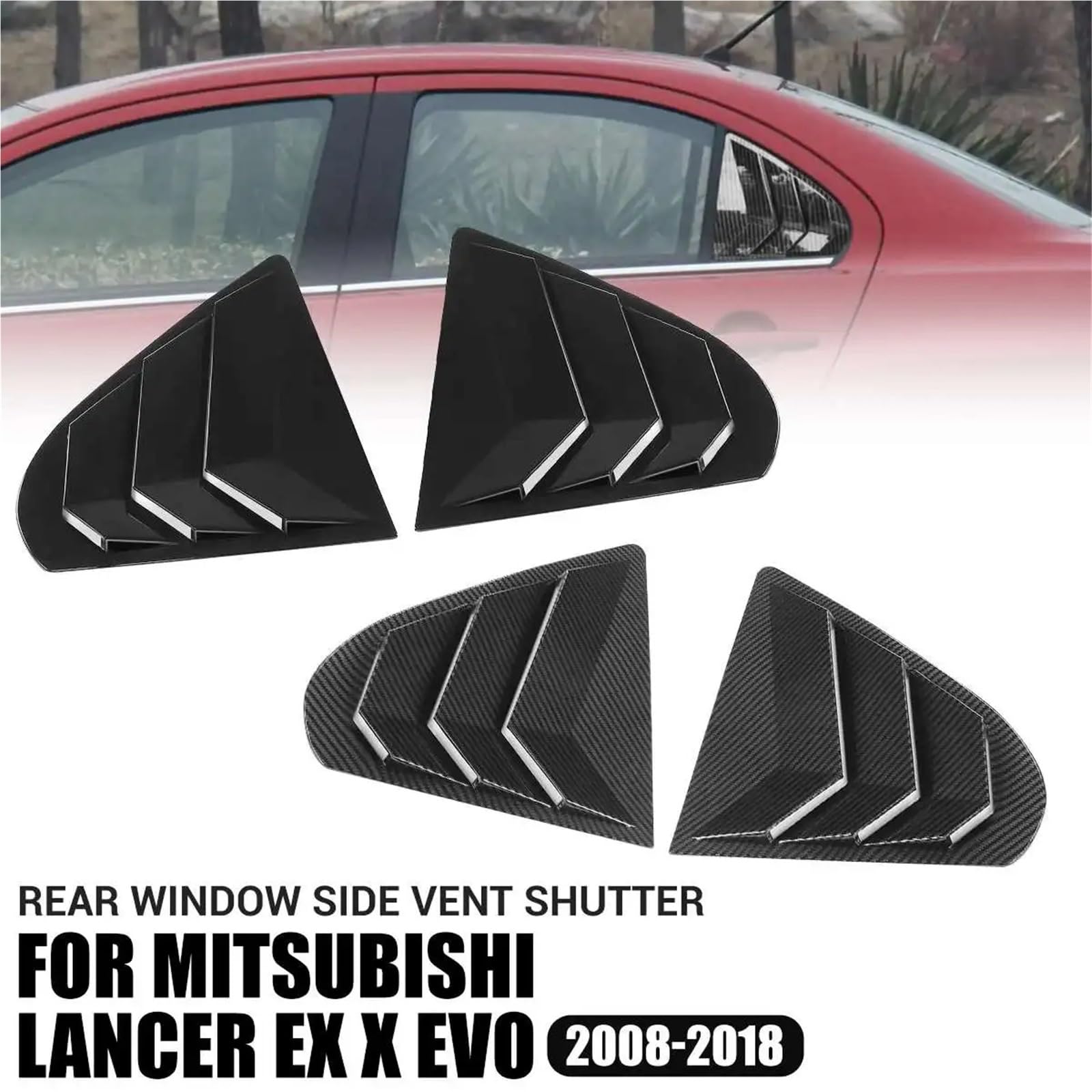 Żaluzje Tylnej Szyby Osłona Osłona żaluzji tylnej szyby bocznej, pasująca do Mitsubishi Lancer EX X EVO 2008-2018(Carbon Fiber Look)