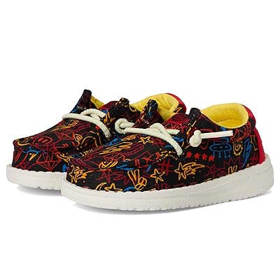 Hey Dude Kids Wally Space Glow (Toddler) Boys Shoes Black/Red