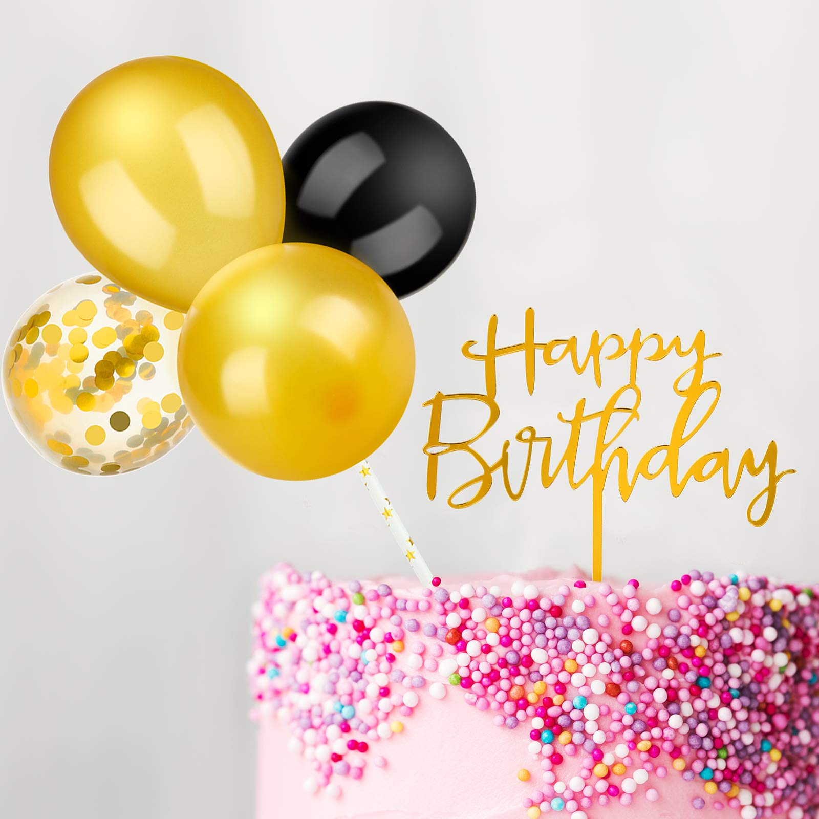 Outus Latex Confetti Balloon Cloud Cake Topper Acrylic Happy Birthday