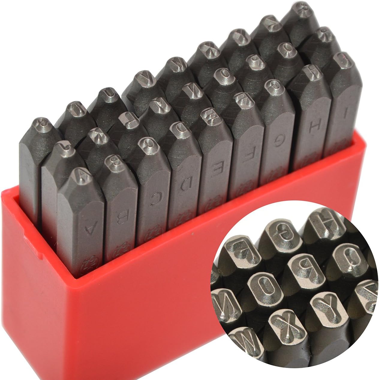 Wokesi 5/64"(2mm) High Hardness Carbon Steel Uppercase Reverse Letters Alphabet Script Metal Hand Stamp Punches Kit for Mold Code Tag Jewel Making Die Tools(2mm Letters Reverse Punch)