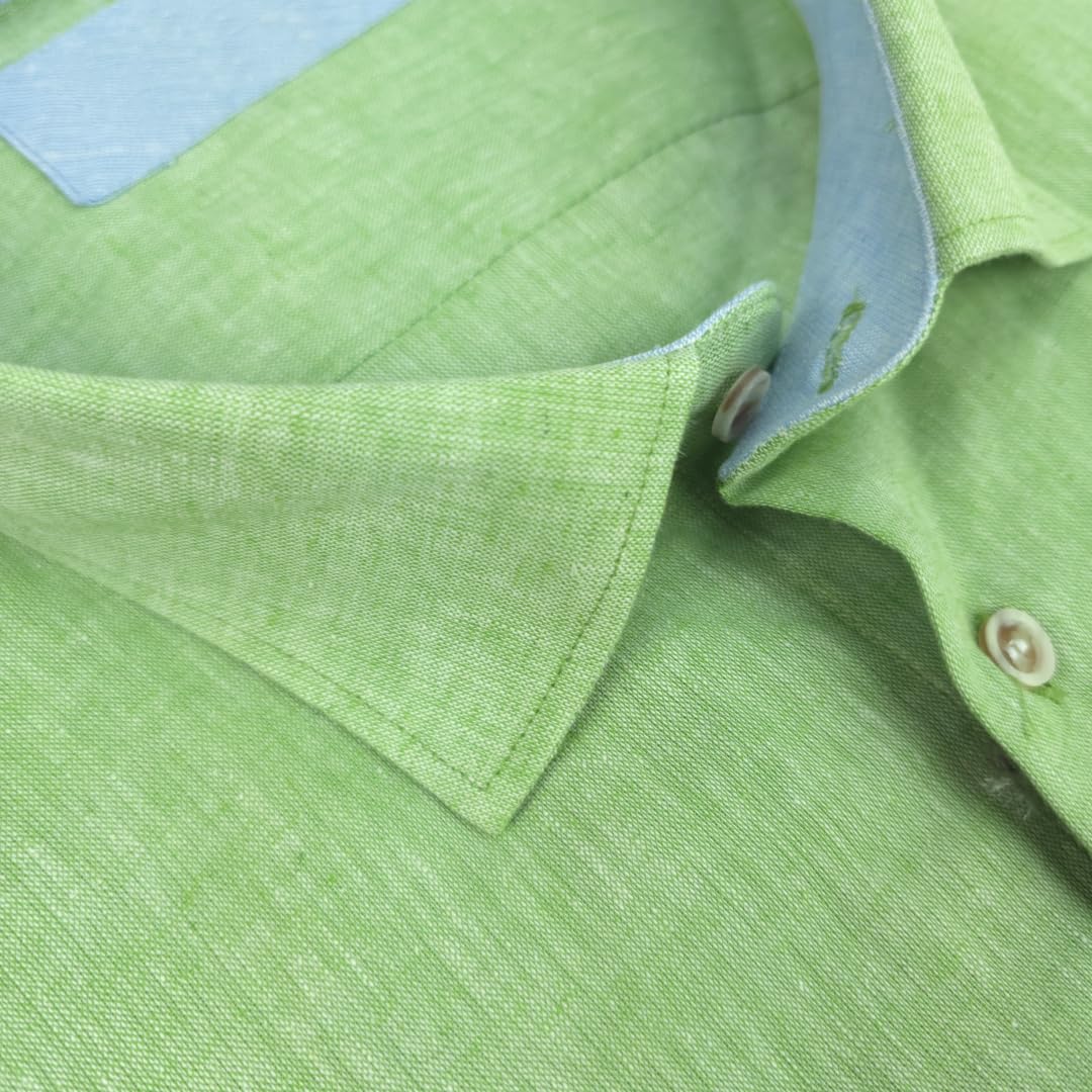 Camisa de hombre de manga larga, 100% puro lino, tallas grandes, botón Down, color liso, 4XL, 5XL, 6XL, verde salvia, 4XL
