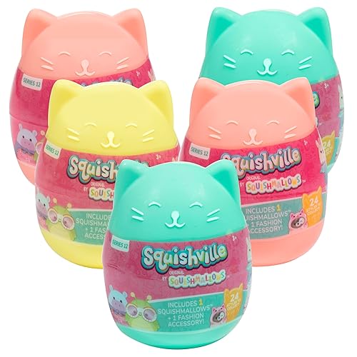 Squishmallows Squishville 5-Pack Eggs - Series 12- Official Jazwares Plush - Collectible 2" Mini Mystery Stuffed Animal Toy & Accessories, Styles May Vary for Kids, Girls & Boys