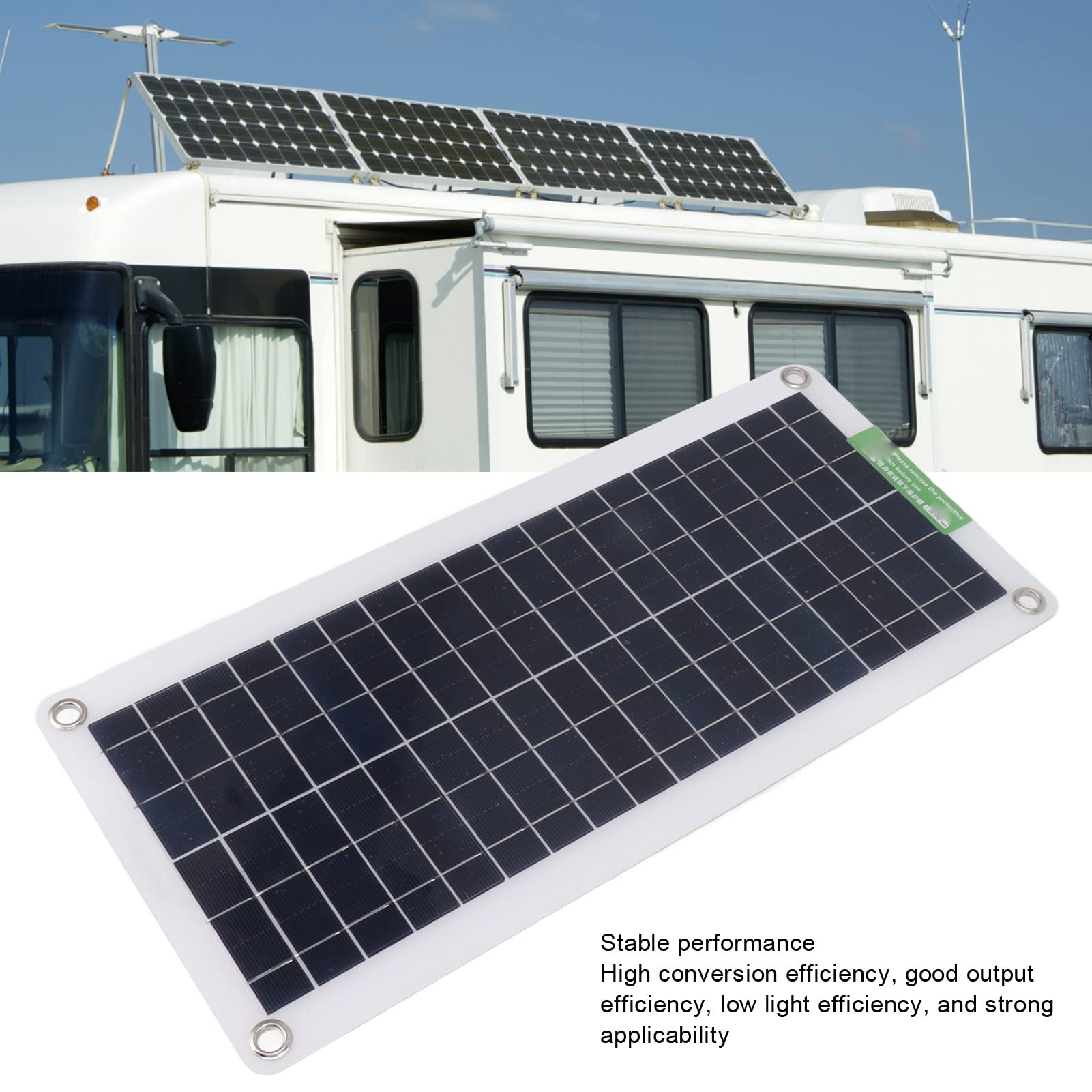 Pannello Solare, Set di Pannelli Solari Portatili da 30 W 18 V Pannello Solare Monocristallino da 30 Watt 18 Volt per Auto, Marina, Barca