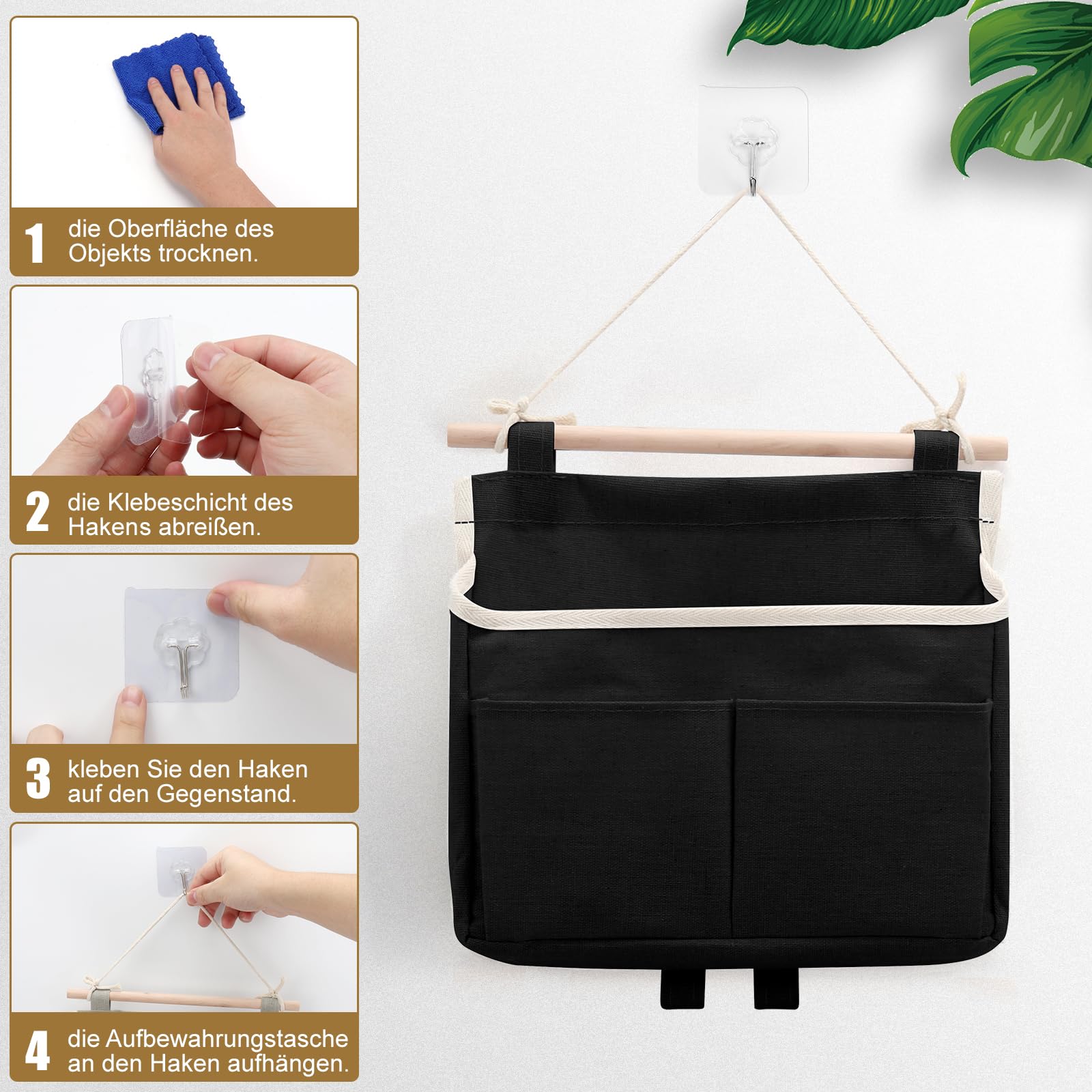 2 Organizadores Colgantes De Tela Con Bolsillos - 25x23 Cm, Algodón Y Lino, Incluye Ganchos, Ideal Para Baño, Habitación Y Oficina