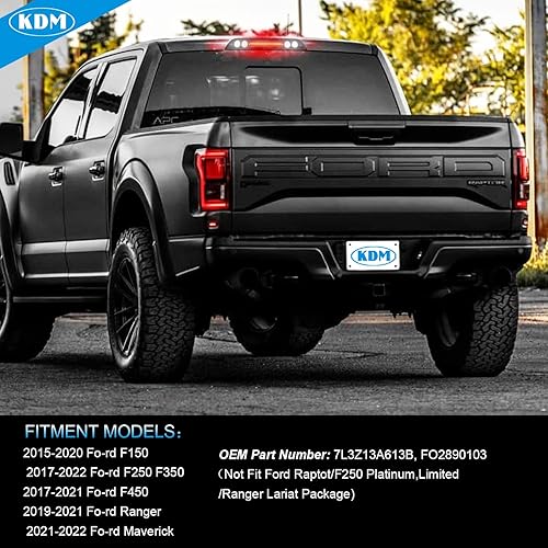 Miniatura 4 de KDM Luz de freno LED de 3 lente ahumada, apta para Ford F150 F250 F350 F450 2015-2020, montaje alto trasero de tercera parada roja + lámpara blanca