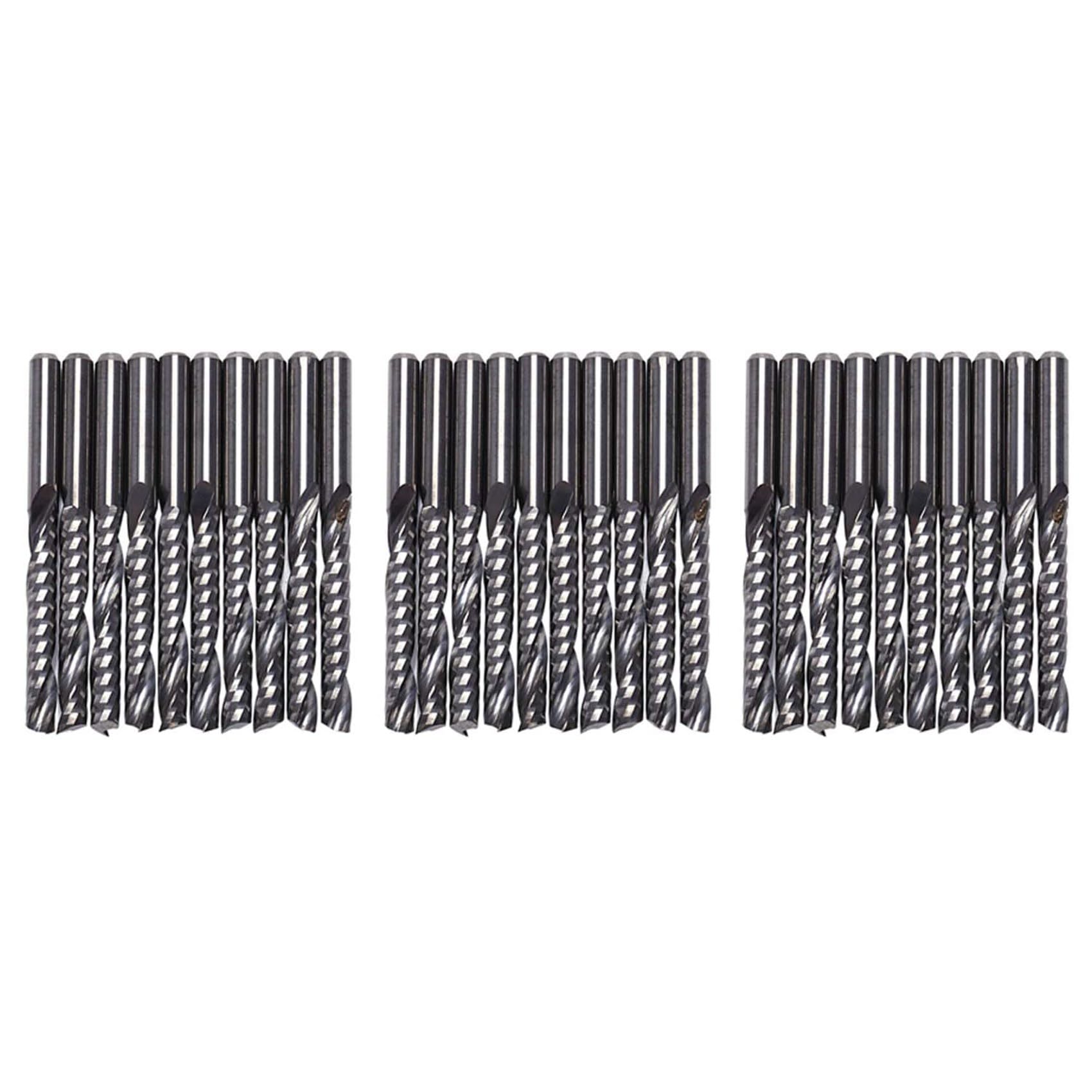 Jnchdghwa Silver 30Pcs Cnc Router Bits 3.175 X 22Mm Single Flute Spiral Carbide Cnc Router Bits Milling Cutter