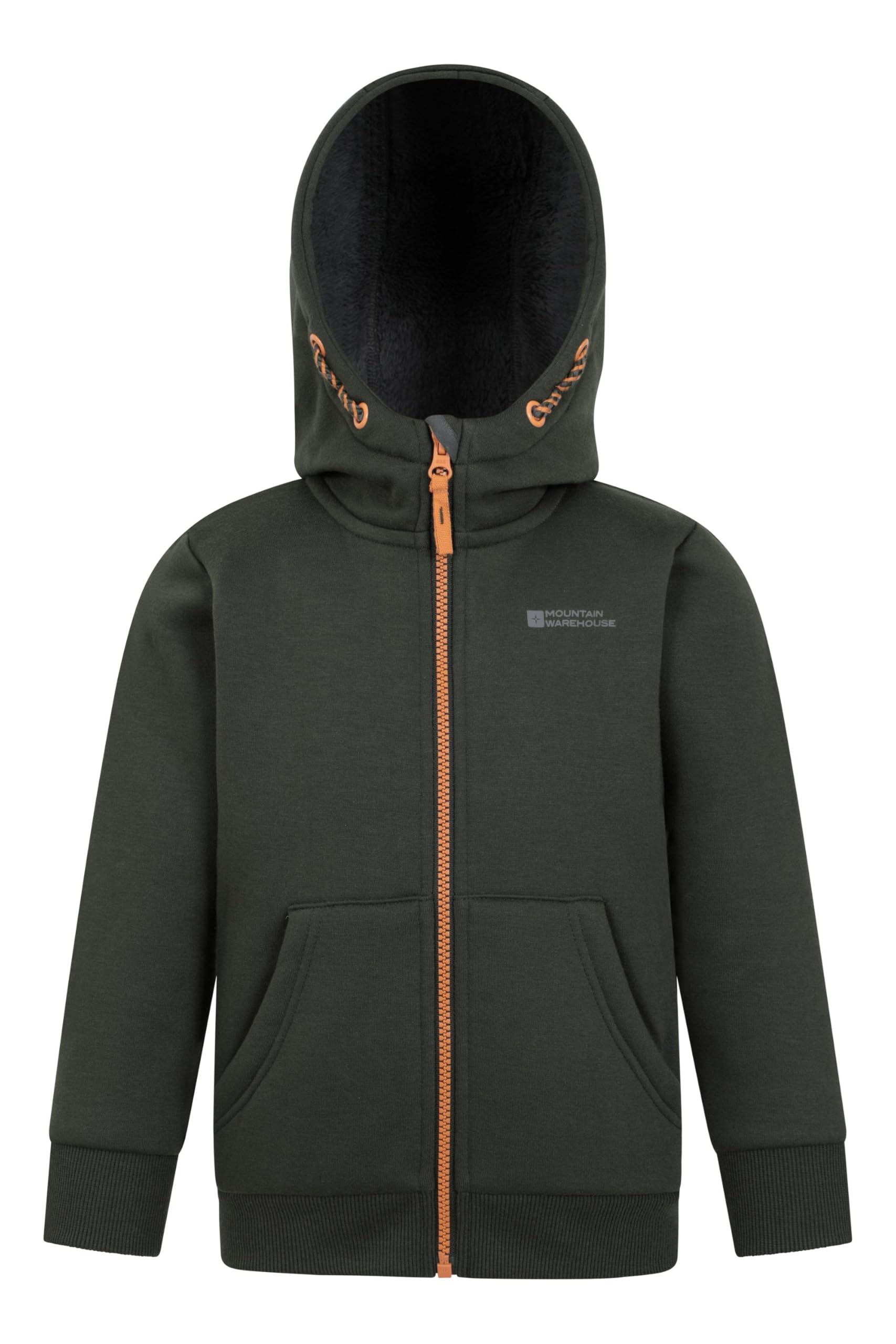 Mountain Warehouse Unisex Kids Khaki Nordic Ii Kids Full-Zip Hoodie - Warm & Snug Top With Sherpa Lining, For Boys & Girls - Best For Autumn, Winter, Outdoors, Walking, School Kids Size 7-8 Years