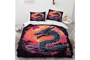 Omersa Dragon Duvet Cover Twin Size Bedding Set 3 PCS