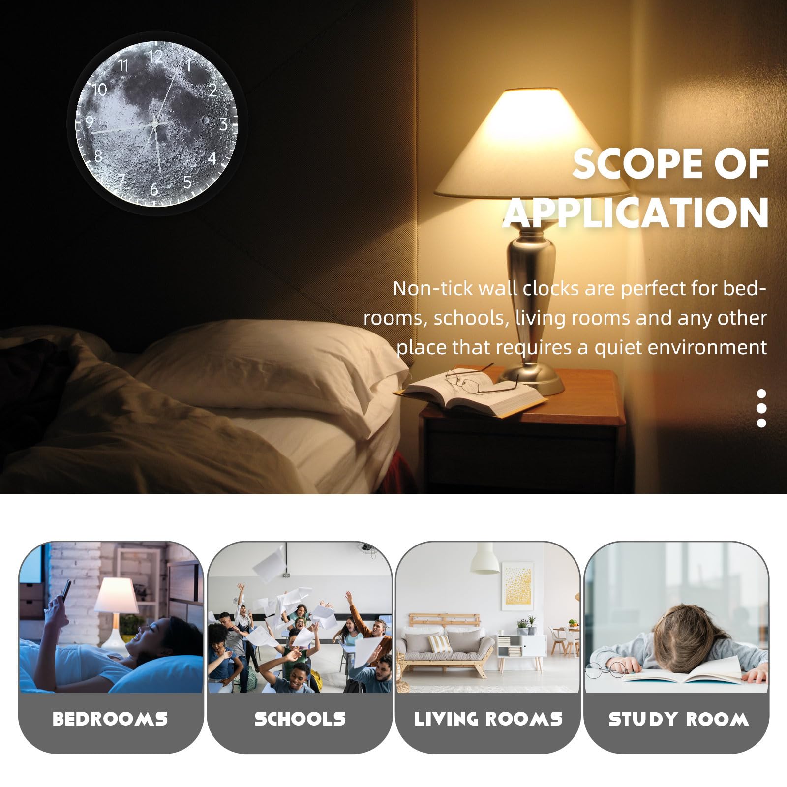 Reloj de Pared Luminoso LED Inteligente Control de Voz para Dormitorio