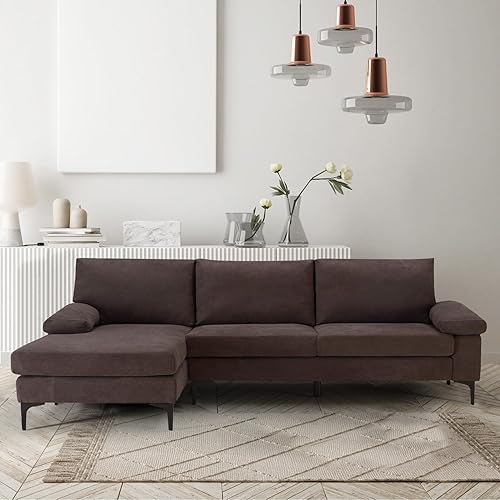 92" Sectional Sofa Couch, L-Shaped Couch with Chaise, Modern Linen Fabric Couches for Living Room, Apartment and Small Space, Dark Gray