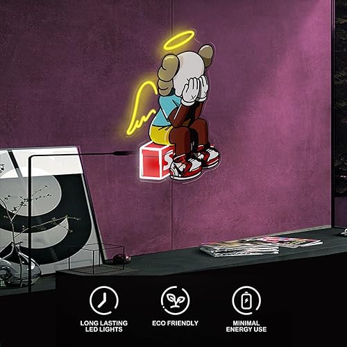 Miniatura 9 de Letrero de neón de oso, letrero LED de neón para decoración de pared, decoración de iluminación ajustable para dormitorio, sala de juegos,