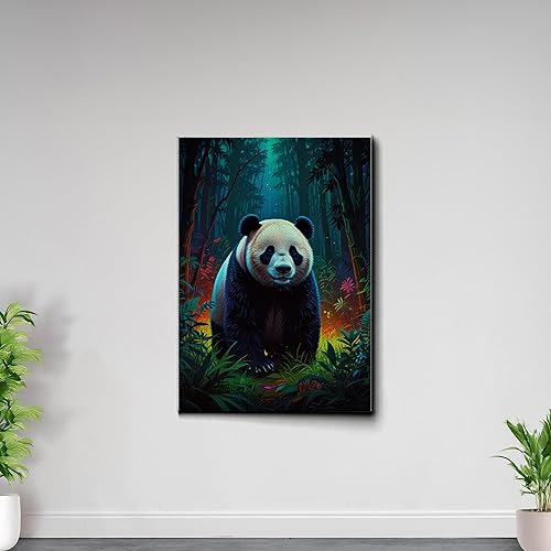 Miniatura 7 de Canvas Print cute pandas in the jungle Watercolor art framed canvas print framed wall art synthwave animal art Decor Canvas, Print