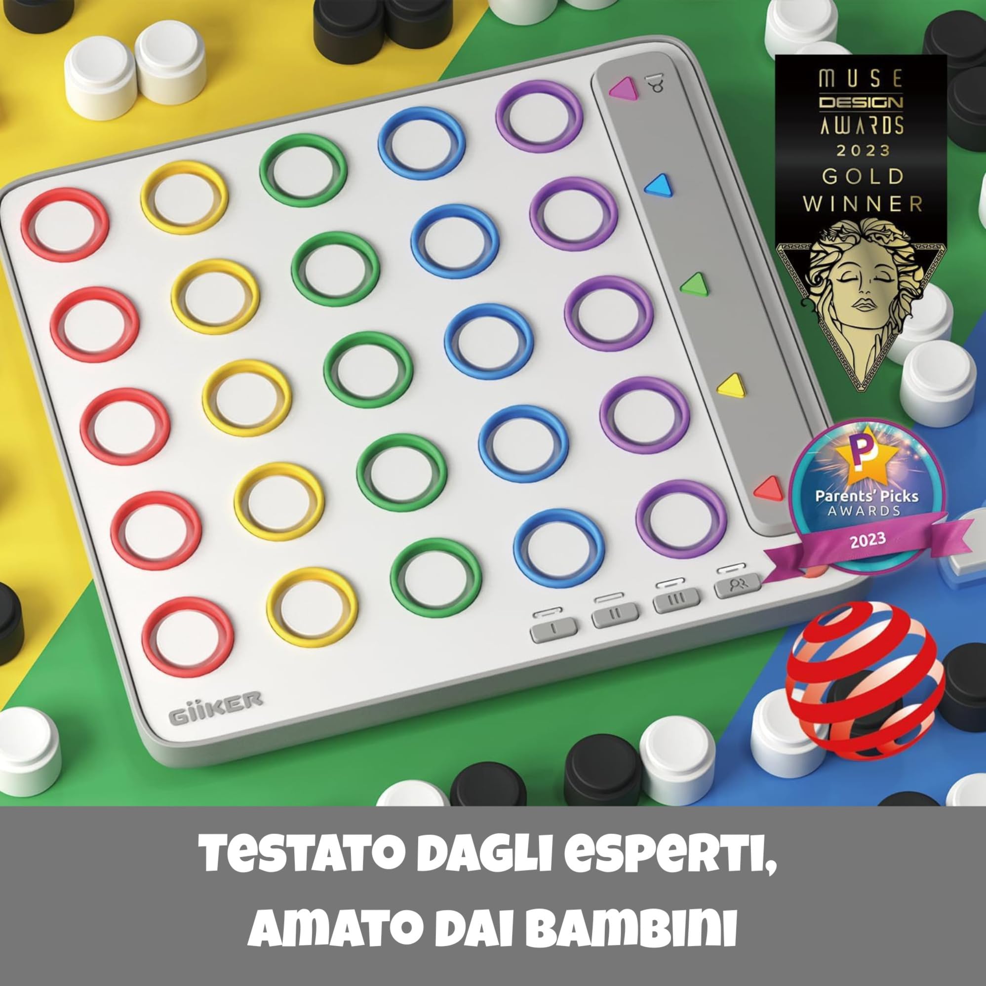 GiiKER Smart Four, gioco 3D AI Four in a Row, giochi da tavolo strategici con arbitro integrato per 1-2 giocatori, giochi da viaggio per bambini e famiglie, regali per le feste
