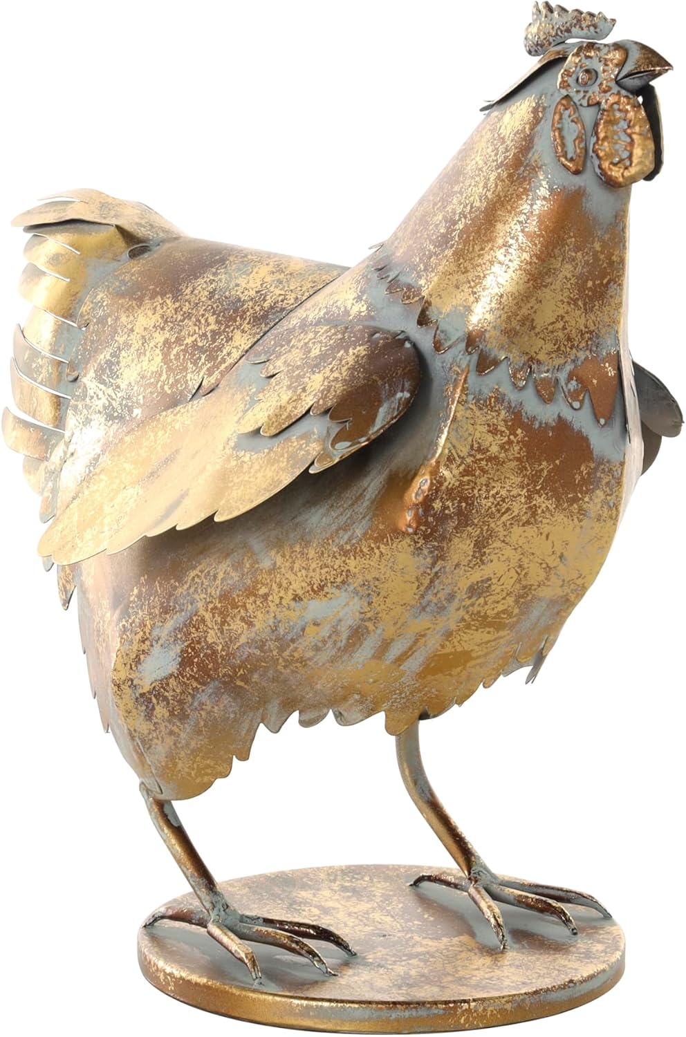 Deco 79 Metal Chicken Decorative Garden Sculpture Patina Garden Statue, Outdoor Sculpture 8" x 13" x 13", Bronze