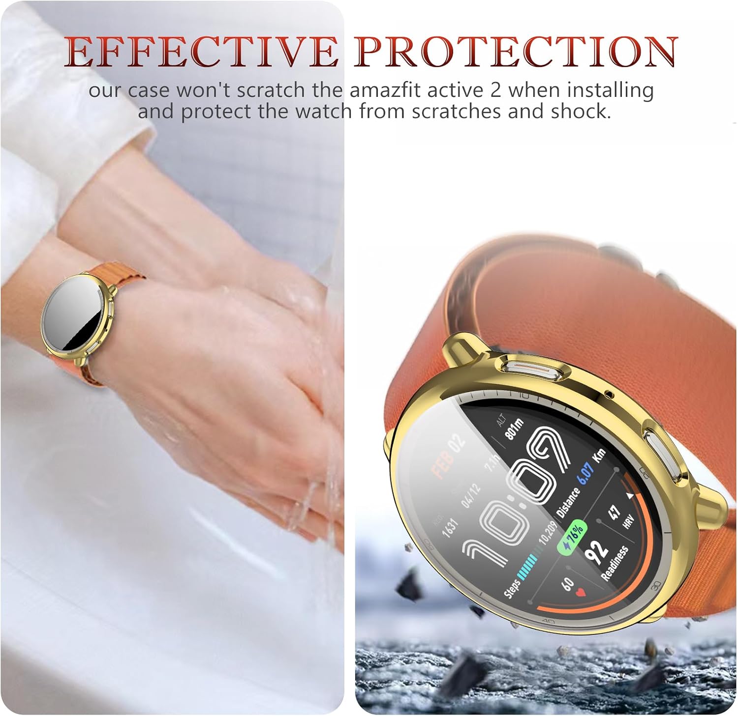 5Pack Soft Cases Compatible with Amazfit Active 2 Screen Protector Case, Ultra-Clear Screen Cover + Soft TPU Bumper Full Protective Face Cover for Amazfit Active 2 Smart Watch 44mm Band Accessories