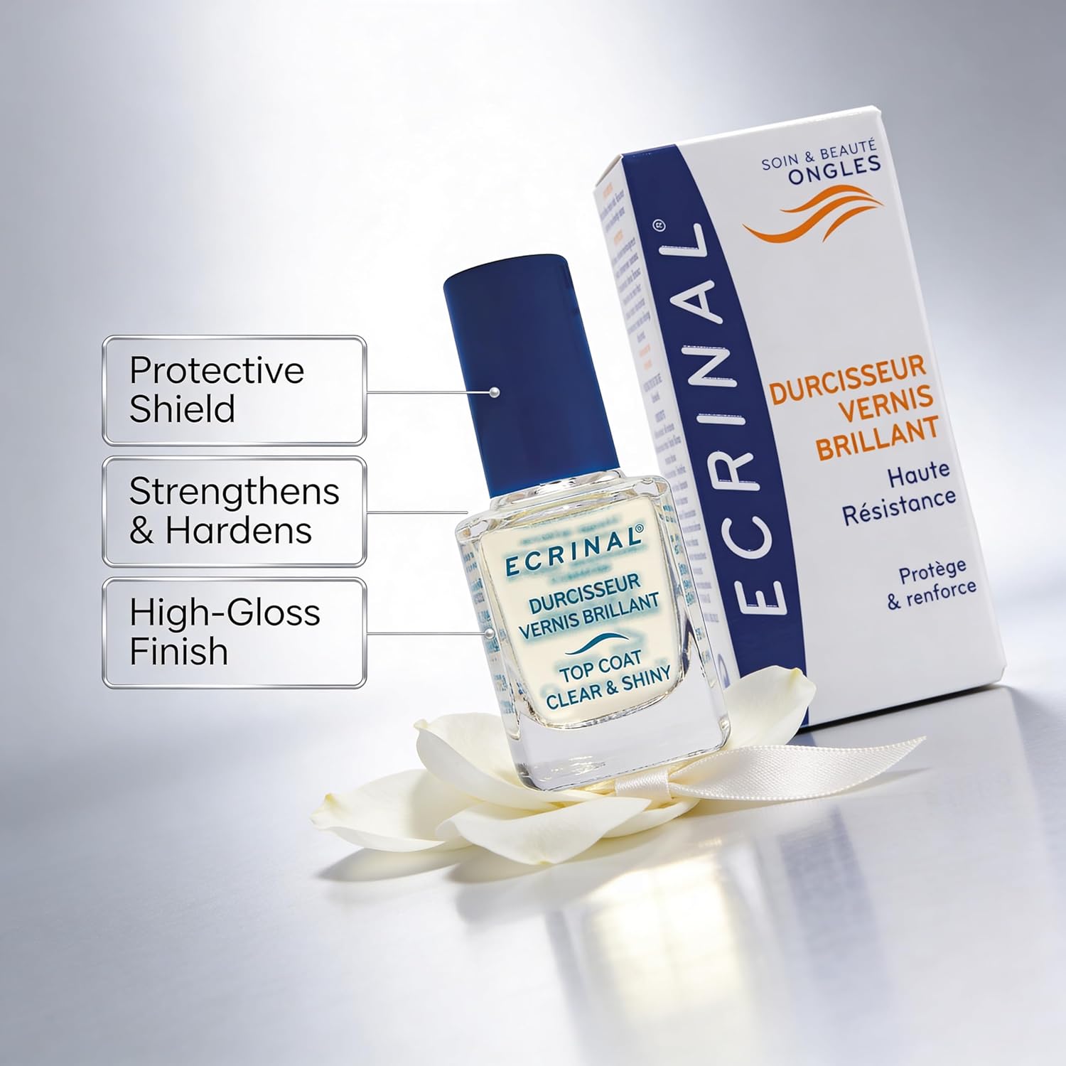 Ecrinal Top Coat Clear and Shiny for Nails, 0.34 Fluid Ounce