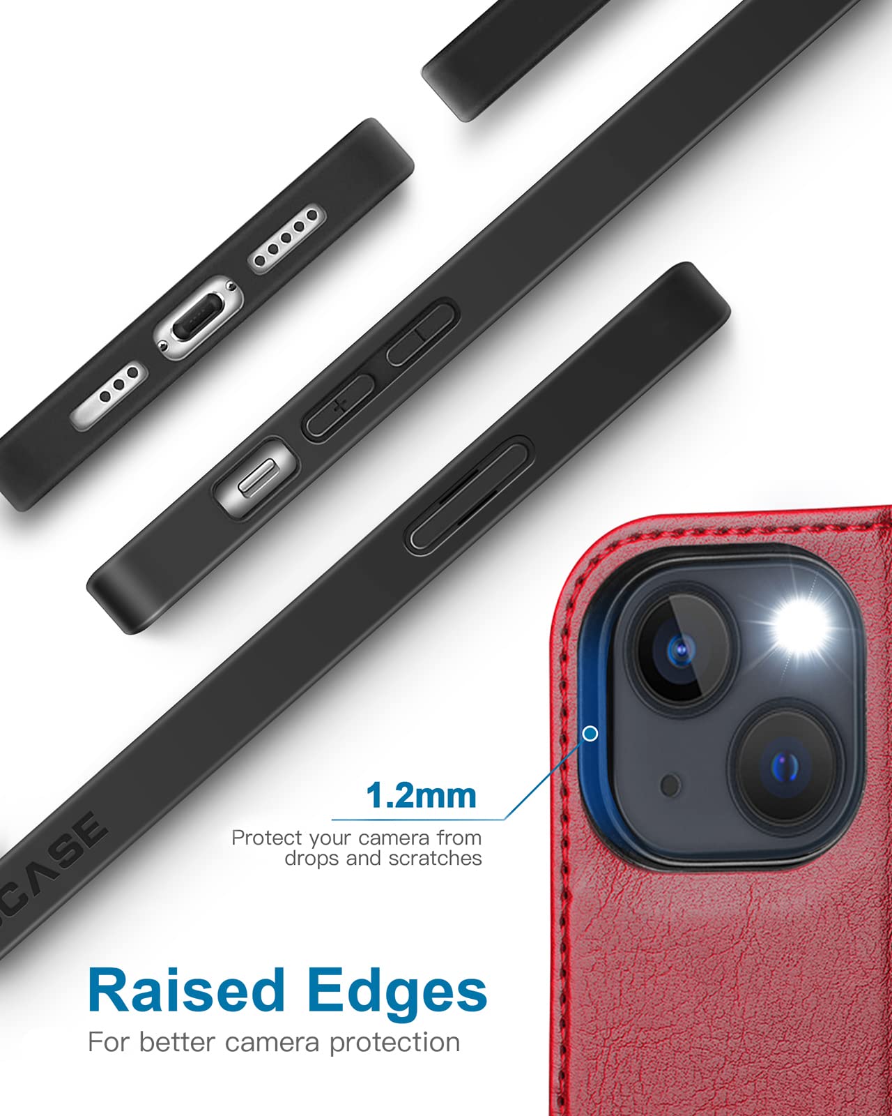 OCASE Custodia iPhone 13, Cover iPhone 13 con Portatessere Interno TPU