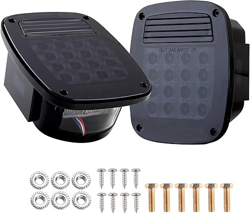 Miniatura 5 de 2 luces traseras ahumadas, cuadradas, con combinación de luces traseras rojas, luces de freno de señal de giro, montaje con luces de marcador