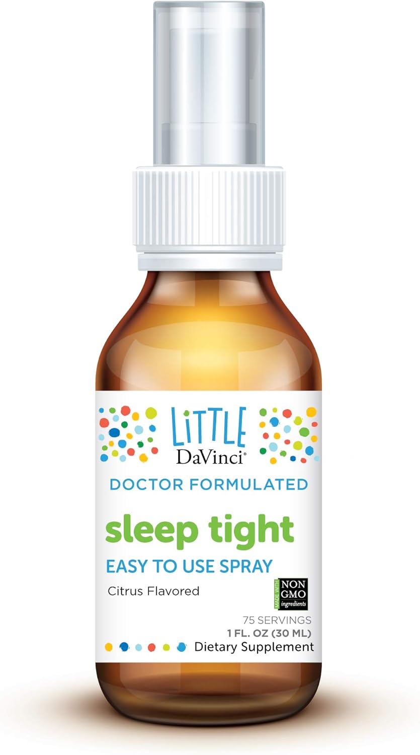 DAVINCI Little Sleep Tight Melatonin Spray for Kids, Citrus Flavor, 75 Servings - Fast Acting, Great Tasting