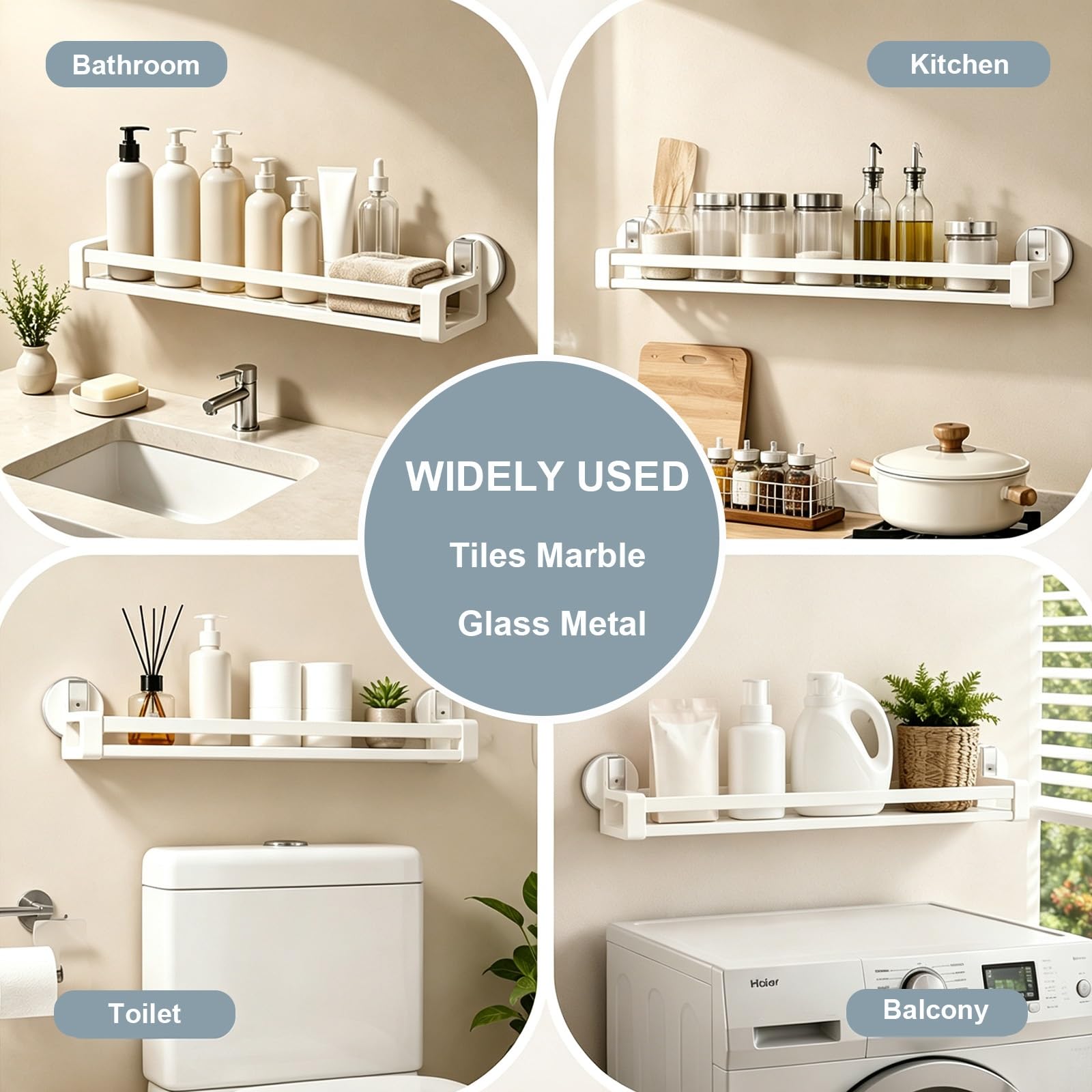 40 50 60cm Organizzatore Multifunzione Dormitorio Salvaspazio Supporta 5kg | Portaoggetti da Parete per Doccia con Ventosa Senza Foratura, Riutilizzabile per Bagno, Cucina e Bagno(50cm/19.7")