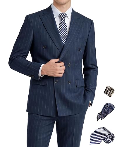 JIMYXGOL Men's Double Breasted Slim Fit Wedding Suit