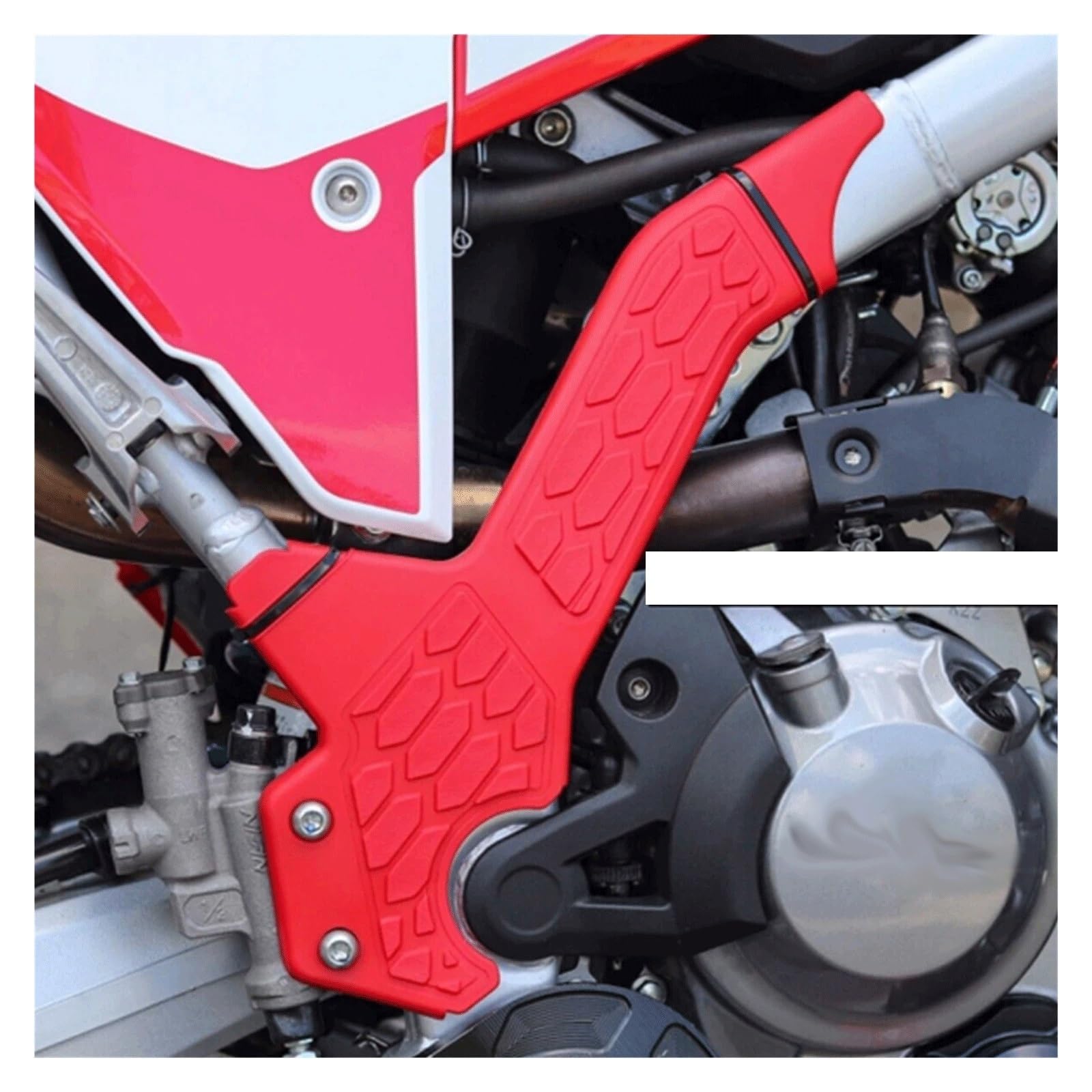 for CRF300L CRF 300L Rally 2021–2023 Rahmenschutz, Linke und rechte Rahmenschutzabdeckungen(Red)