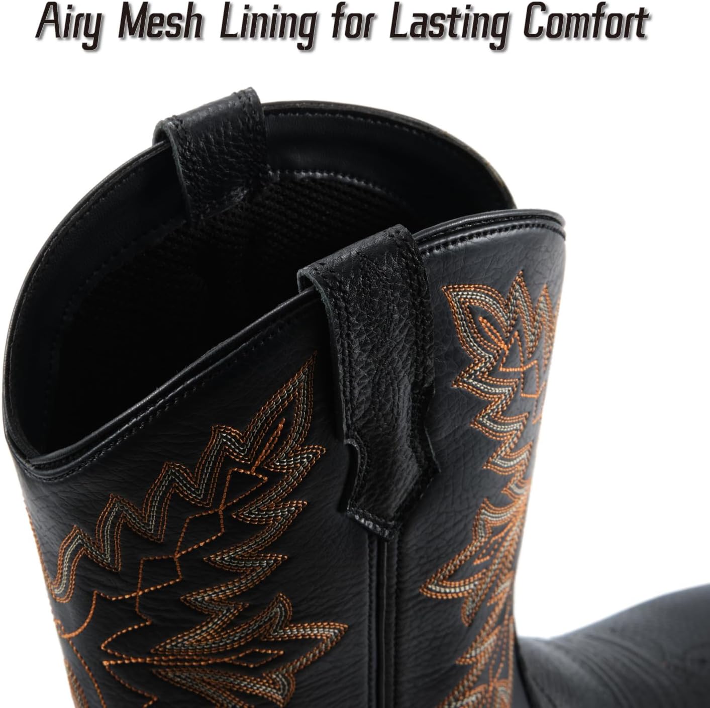 SUREWAY Cowboy Boots For Men - Square Toe Western Boot,Oil/Slip Resistant,Durable Fashionable Classic Pull on 10 Inch Wellington Boots - Leather - Image 5