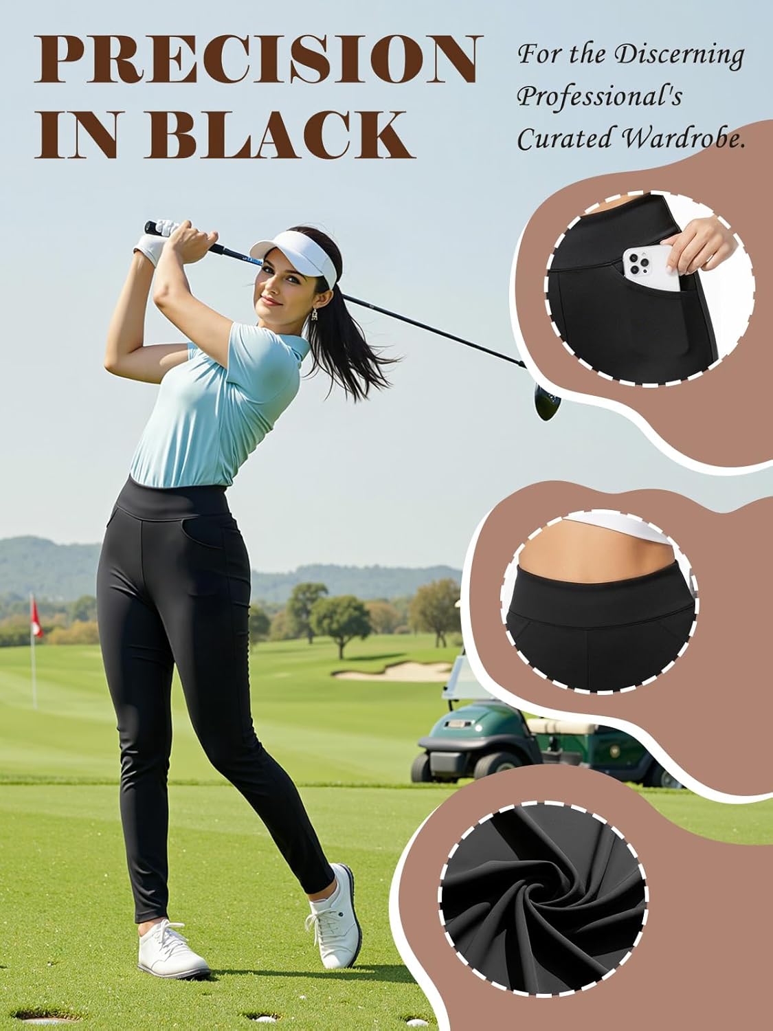 Pants for Women, Comfort Stretch Skinny Slim Dress Pants, Skinny High Waist Pull on Pants with Pockets… - Image 3