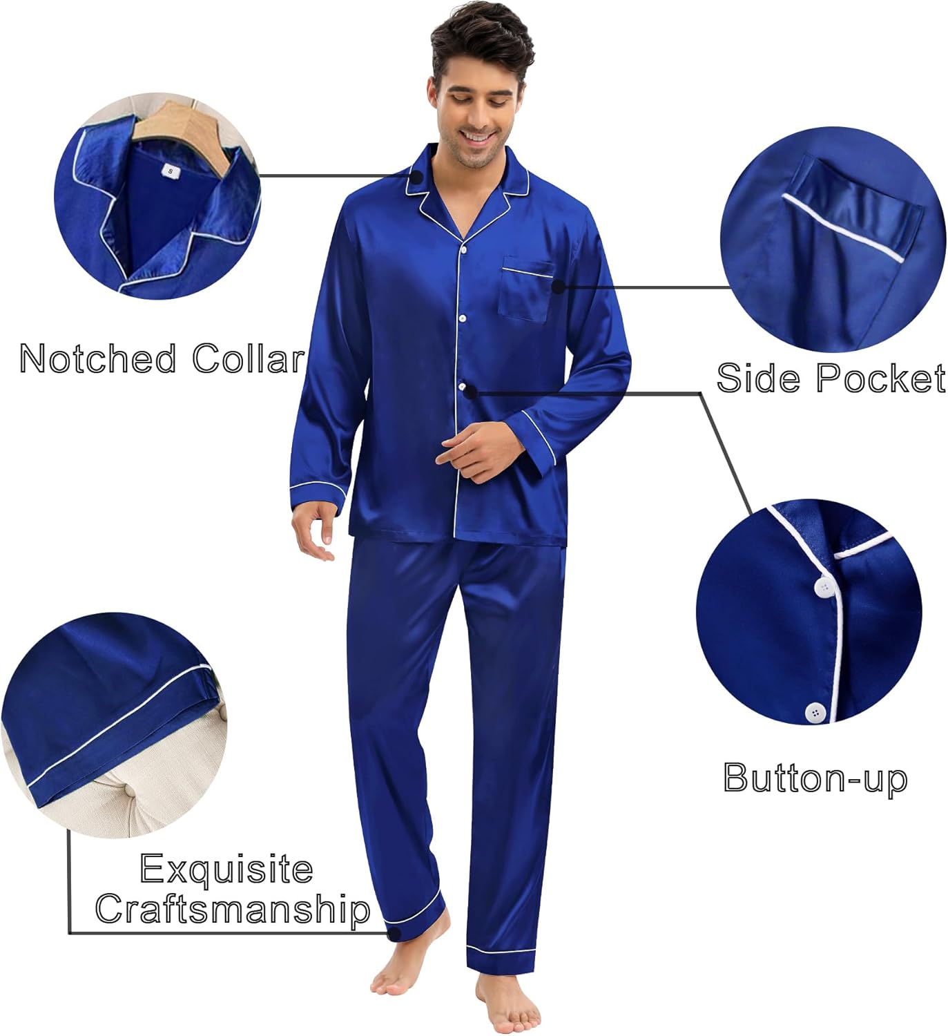 DIKFA Silk Satin Pajamas Set for Couple Matching PJS Women Men 2 Piece Button Down Loungewear Sleepwear Long Sleeve Pjs Set - Image 3