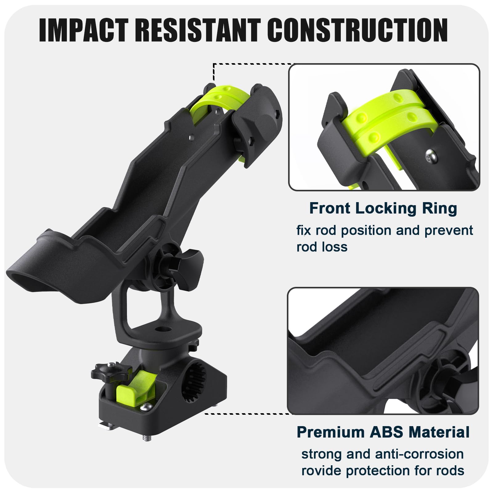 BOOSTEADY Support de Canne à Pêche Bateau à Montage Combiné - Lot de 2 Porte Canne à Pêche Kayak en Réglable à 360 Degrés