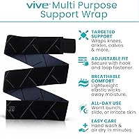 Vista 2 de Vive Elastic Knee Wrap - Ankle, Foot, Calf & Wrist Support for Pain Relief - Compression Bandage for Legs, Edema, Weightlifting, Sports, Plantar