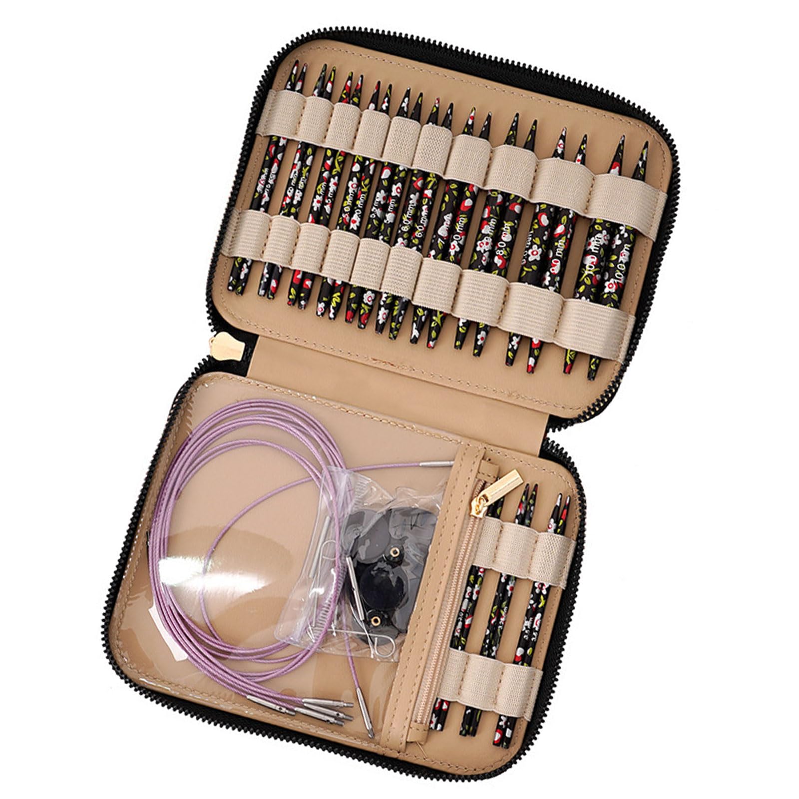 3mm-10mm Interchangeable Circular Knitting Needle Set with Case and Accessories Pins for Woman Interchangeable Needle Set