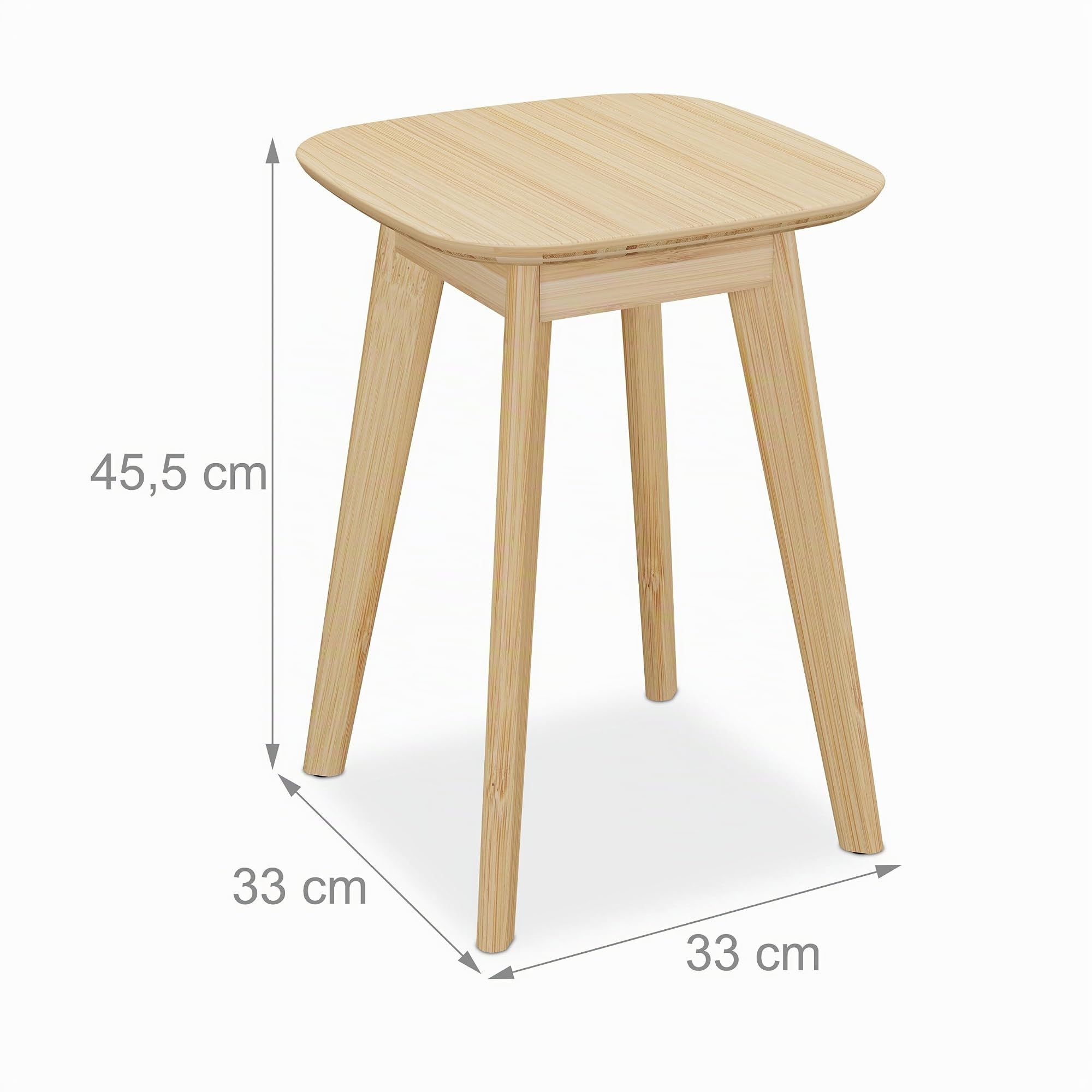 Tabourets de Cuisine Relaxdays, 2 sièges, Bambou, Salle de Bain, Couloir, H x L x P : 45,5 x 33 x 33 cm, naturels.