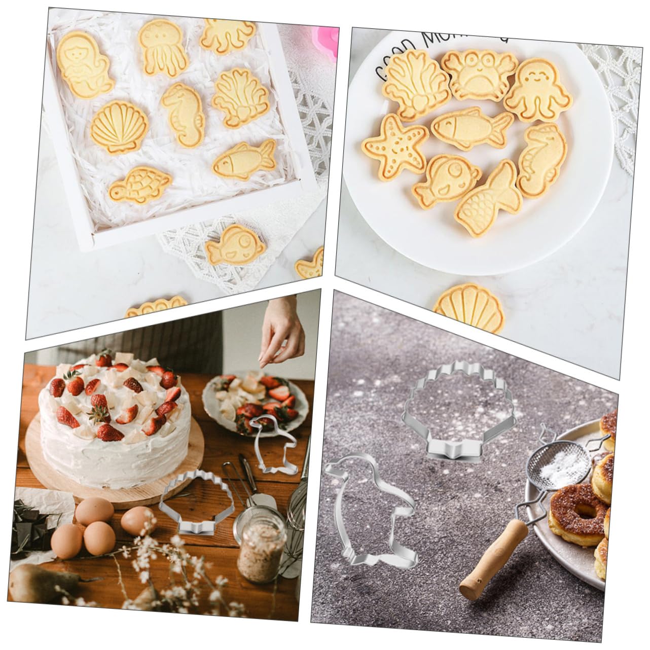 LIFKOME 2juegos Cortadores De Galletas Inoxidable De Marinas Para Hornear y Cortar Frutas Moldes Para Galletas y Decoración De Postres