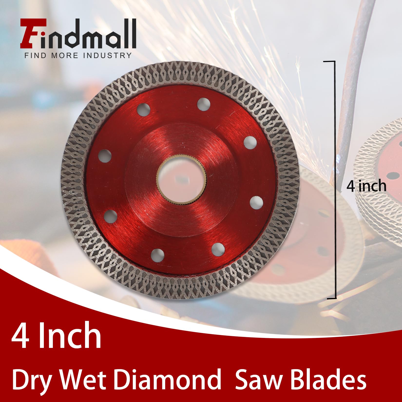 findmall 5 unids 4 pulgadas Super Thin Dry Wet Diamond Porcelana Hojas de sierra de disco de corte de cerámica Ruedas para cortar baldosas de cerámica Porcelana Granito Mármoles