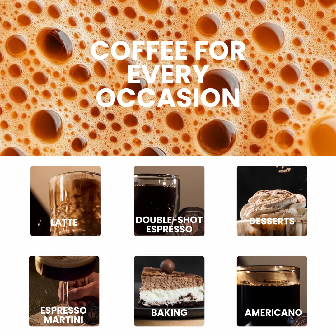 Espresso artesanal de disolución rápida, tostado medio oscuro, cápsulas de café instantáneo de aluminio de 24 quilates, alta cafeína de 160 mg cada taza, granos 100% arábica Colombia, Guatemala