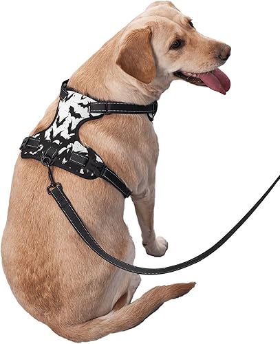 Miniatura 2 de Arnés reflectante con diseño de murciélago de Feliz Halloween, ajustable, sin tirones, para mascotas, elegante, Oxford, de fácil control, para