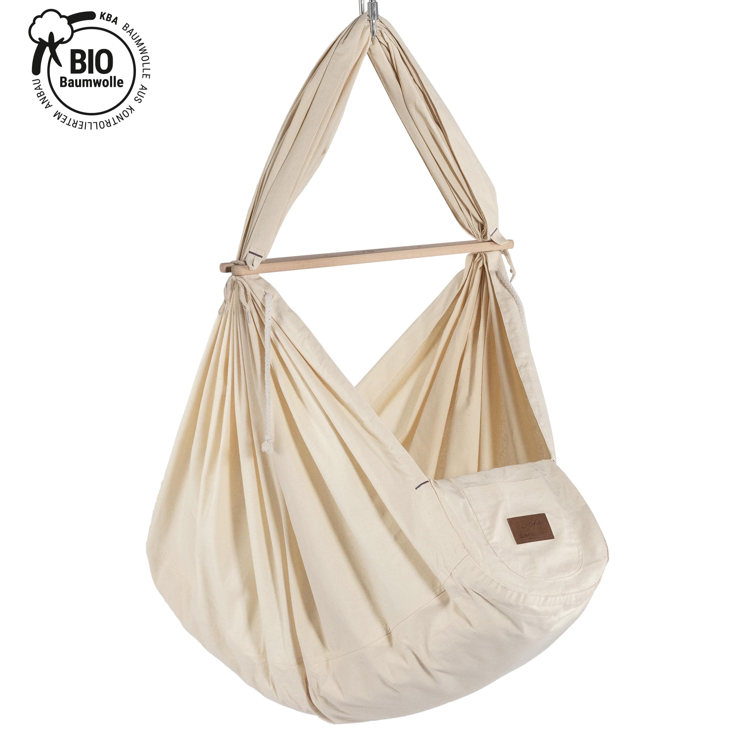 SCHMUSEWOLKE Federwiege - Set mit Tipi-Gestell Anthrazit - Hängematte für Babys und Kleinkinder ab Geburt bis 3 Jahre - Bio-Baumwolle - Mit Schafwoll-Matratze