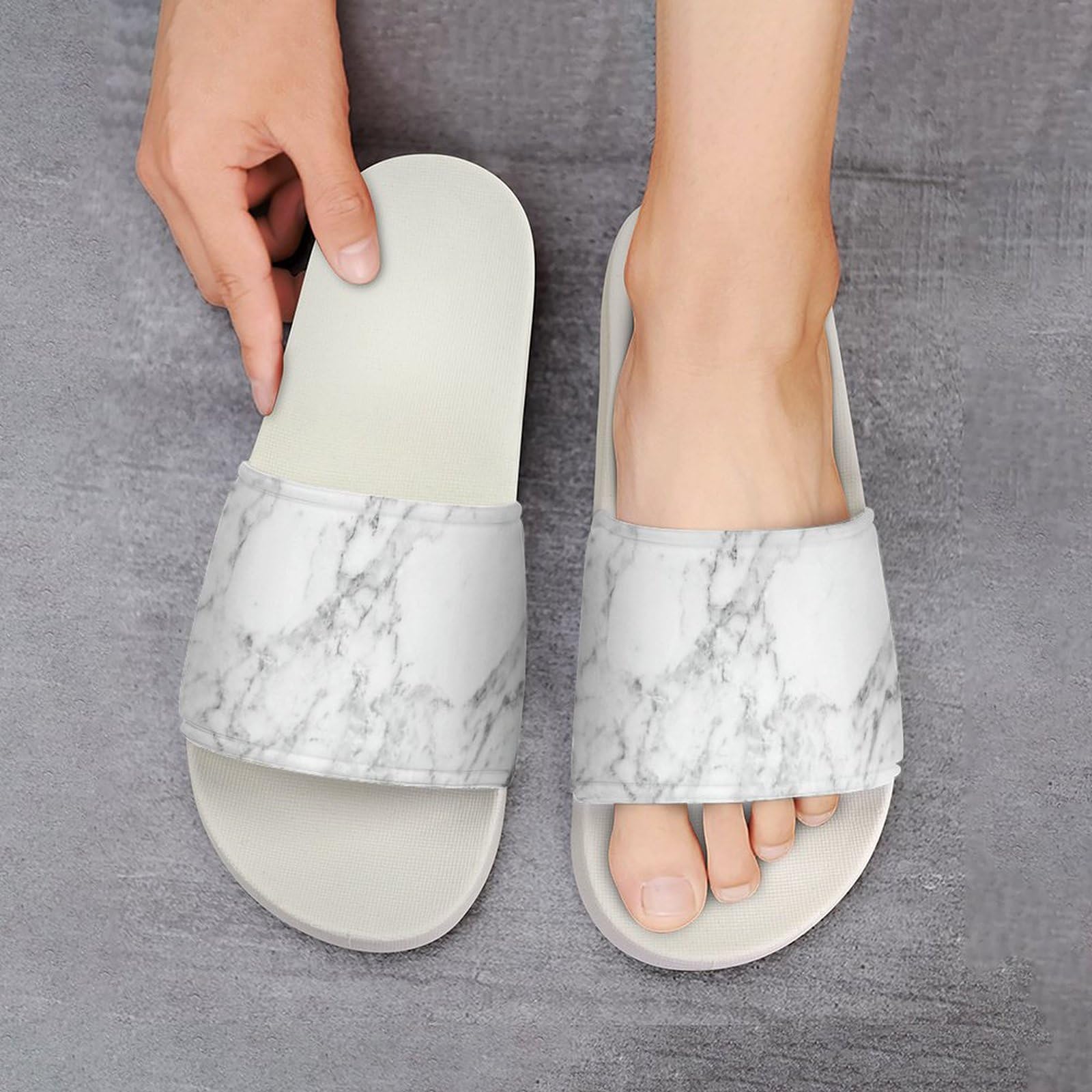 Ciabatte da doccia, in marmo chiaro, per uomo e donna, antiscivolo