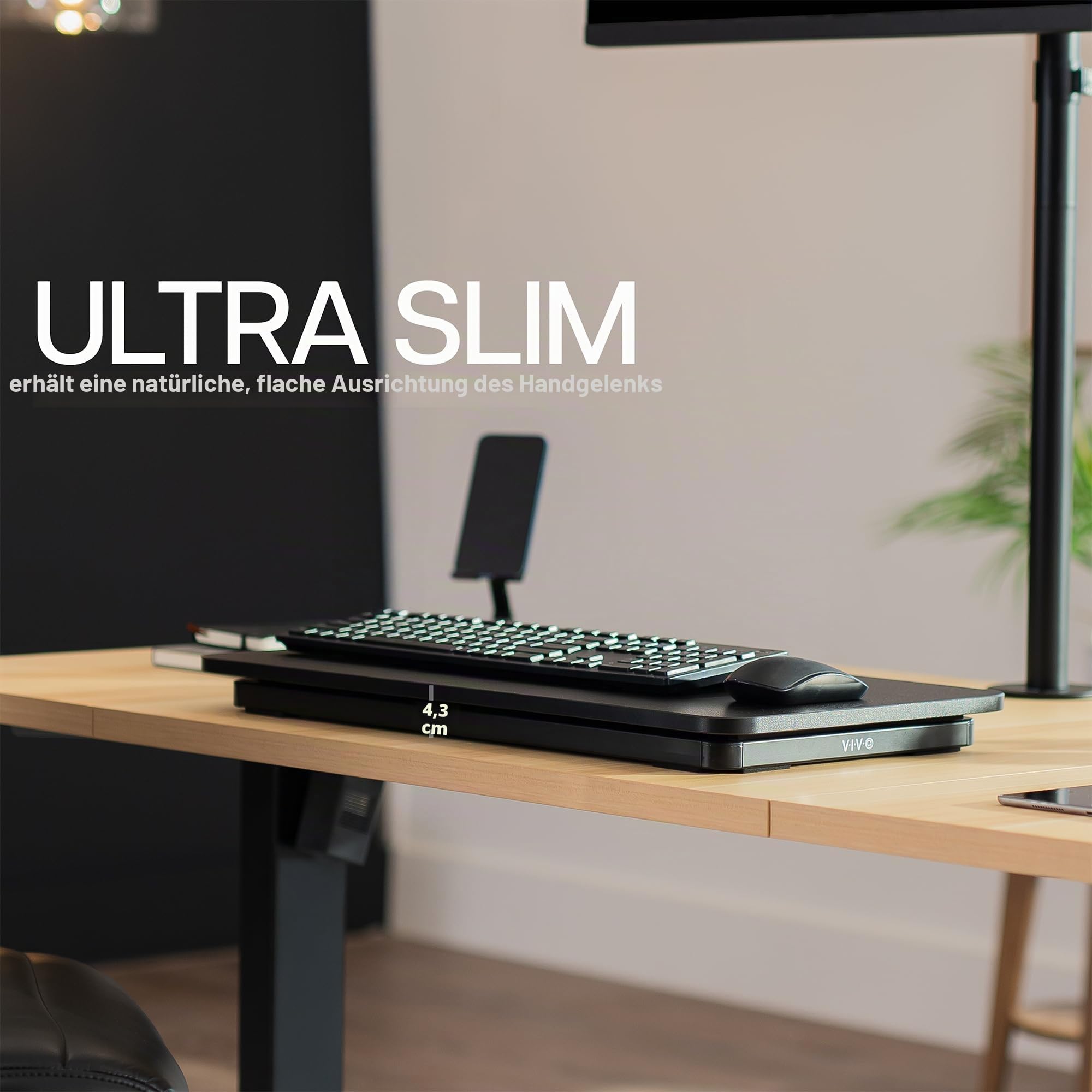 VIVO Ergonomische Schreibtisch-Erhöhung für Tastatur und Maus mit Scherenhub-System, 61 cm (24 Zoll) Breit, Höhenverstellbarer Tastatur-Aufsatz für Sitz-Steh-Arbeitsplätze, Schwarz, DESK-V024A