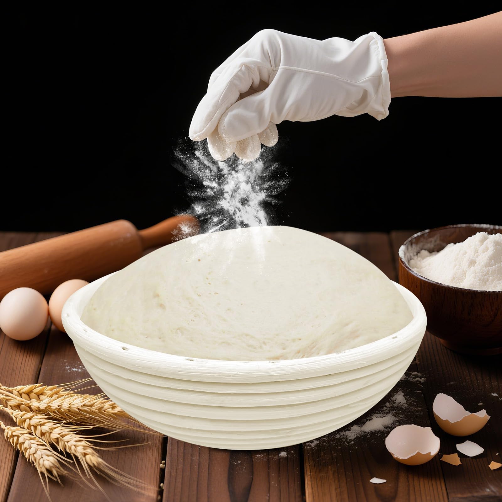 2 Pezzi Cesto Lievitazione, Cestino da Lievitazione, Cesto in Rattan Naturale con Tela di Lino, Accessori per La Cottura Del Pane, Cestino per La Fermentazione, per Cottura