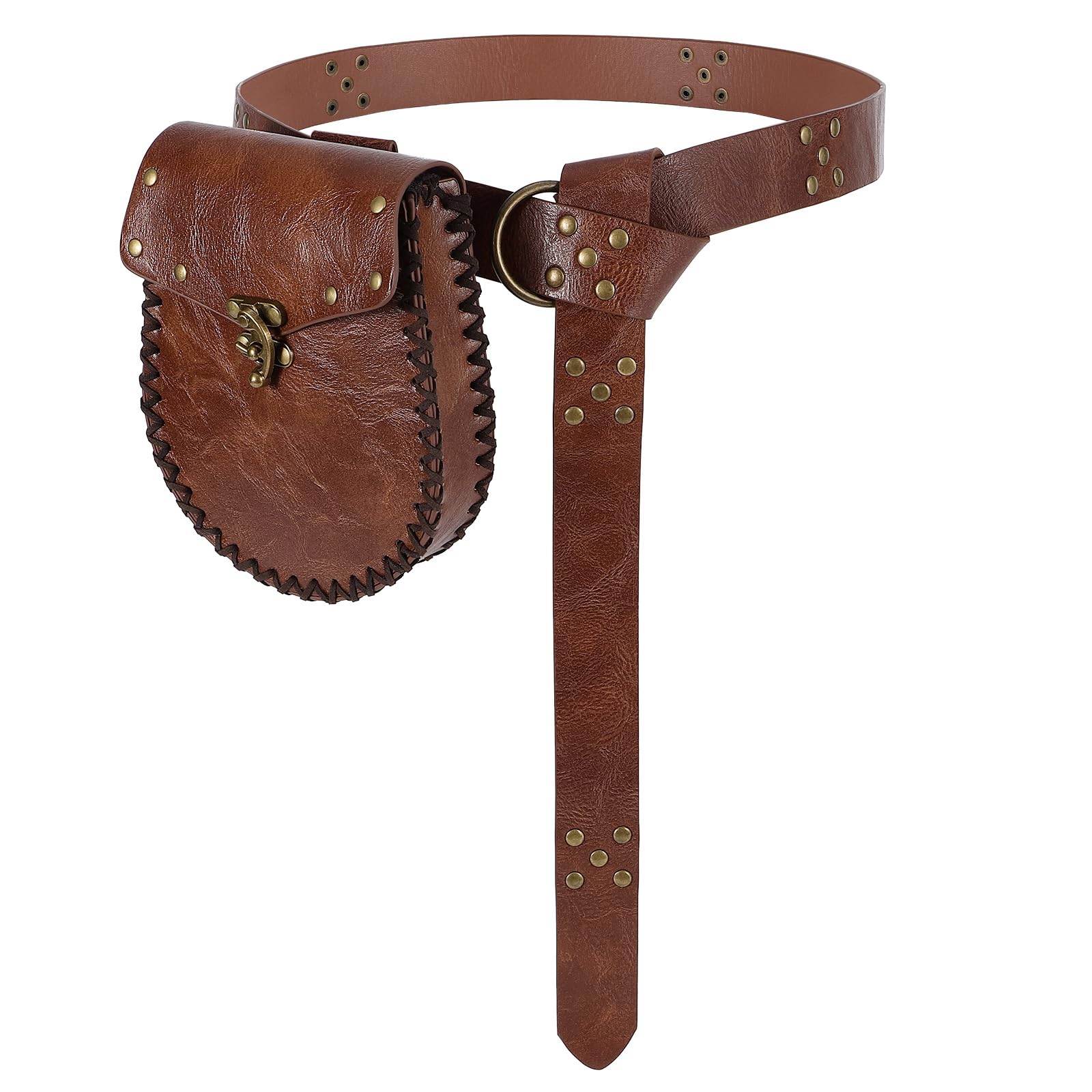 WERFORU Men Renaissance Belt Men Medieval Belt Pouch Renaissance Accessories Medieval Viking Belt Cosplay Costume Belt Bag (brown -bag)