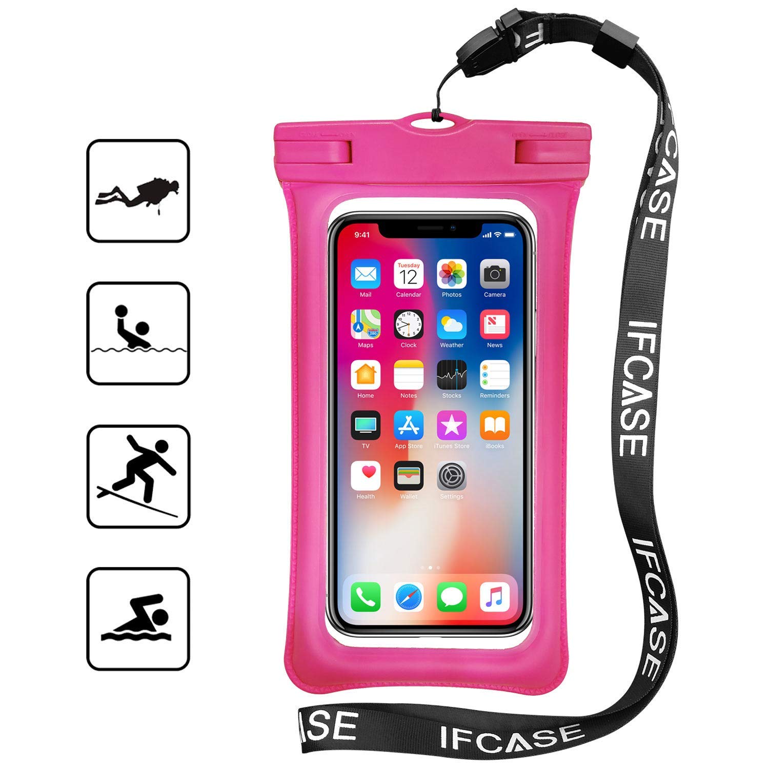 Universal Waterproof Case, JEMACHE Floating Phone Dry Bag Pouch for iPhone 11 Pro Max, iPhone Xs Max XR X, iPhone 6 7 8 Plus, Samsung Galaxy S8+ S9+ S10+, Galaxy Note 10+ 9 8