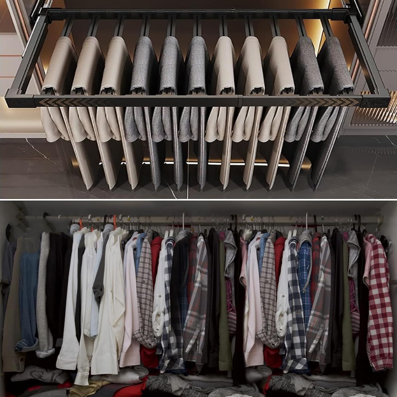 Sliding Wardrobe Pants Hangers,Multifunctional Non-Slip Pants Rack,Cabinet Pull Out Trouser Rack,for Space Saving and Storage