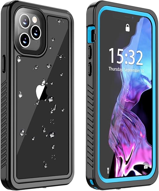 ANTSHARE for iPhone 12 Pro Max Case 5G, iPhone 12 Pro Max Waterproof Case Built-in Screen Protector Full Body Protection,Shockproof IP68 Phone Case for iPhone 12 Pro Max 6.7 inches (Blue/Clear)