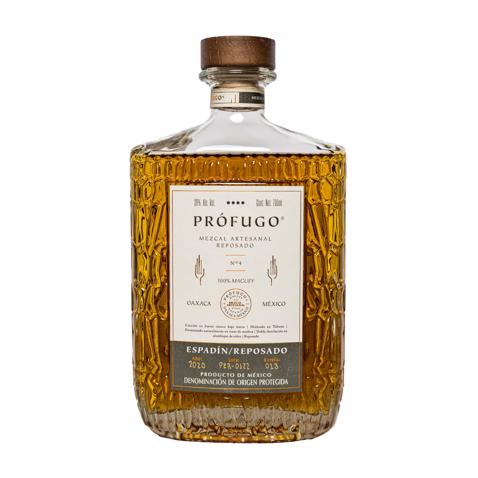 Mezcal Prófugo Espadín Reposado, 100% Maguey, 39% Vol, 70cl. Reposado por 3 meses en barrica.