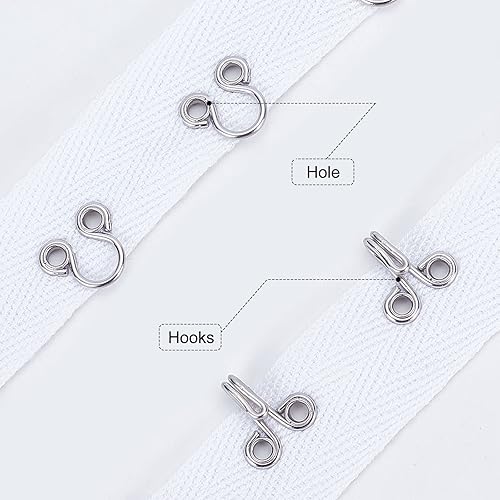 Miniatura 5 de FINGERINSPIRE Cinta de algodón de 3 yardas x 1.6 pulgadas con gancho y ojal, espacio de 1.2 pulgadas1.2 in, ribete blanco con gancho, cordón de